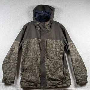 SIMS Snowboards Ski Jacket Mens M Olive Green Camo Hooded Winter Coat Insulated
